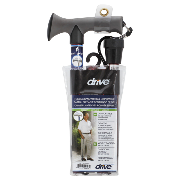Drive Medical Adjustable Lightweight Red Crackle Folding Cane With Gel Hand Grip