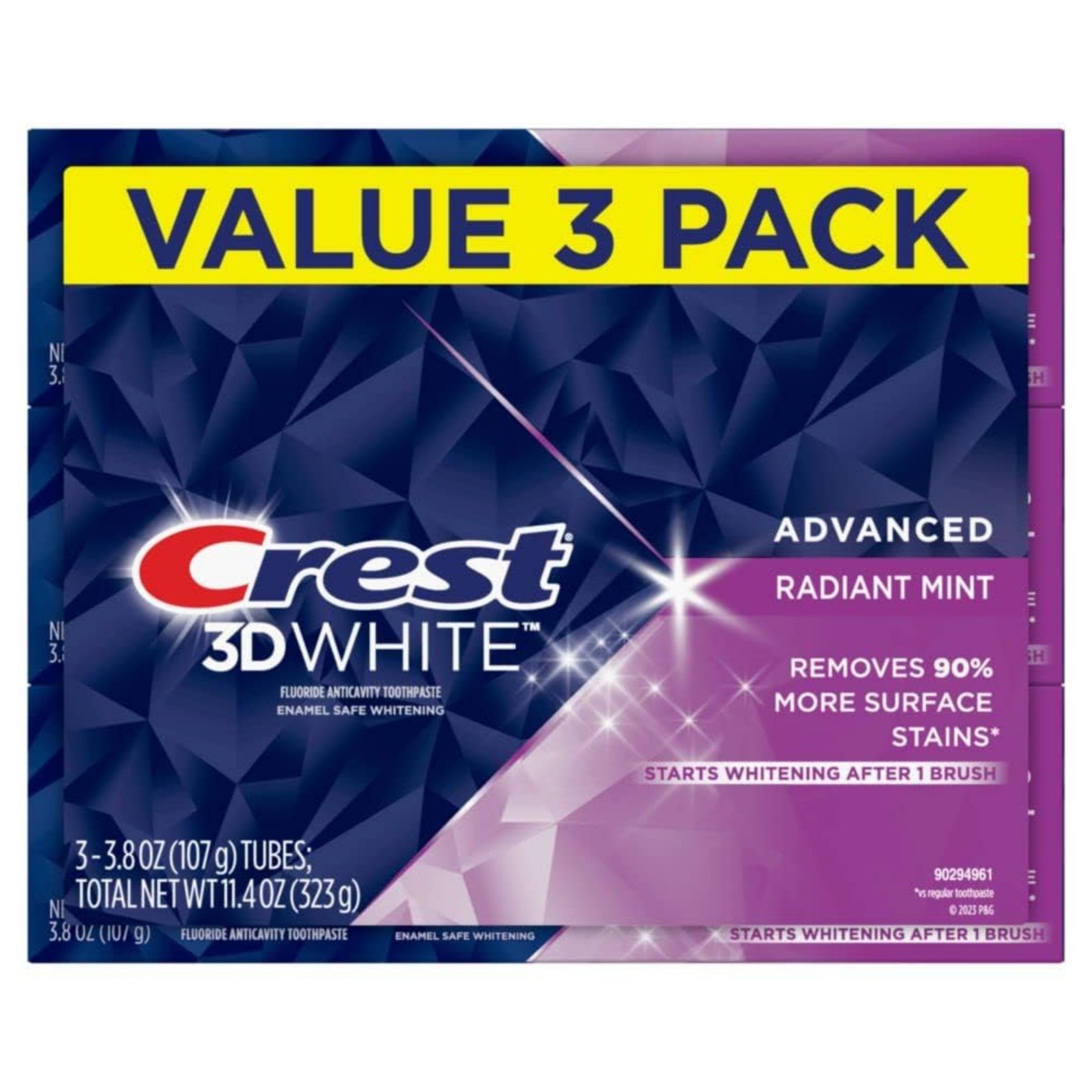 Crest 3D White Advanced Toothpaste, Radiant Mint - 3.3 Ounce