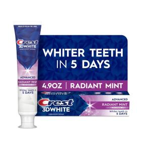 Crest 3D White Advanced Teeth Whitening Toothpaste, Radiant Mint - Trial Size - 2.4 Oz