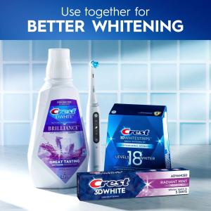 Crest 3D White Advanced Teeth Whitening Toothpaste, Radiant Mint - Trial Size - 2.4 Oz