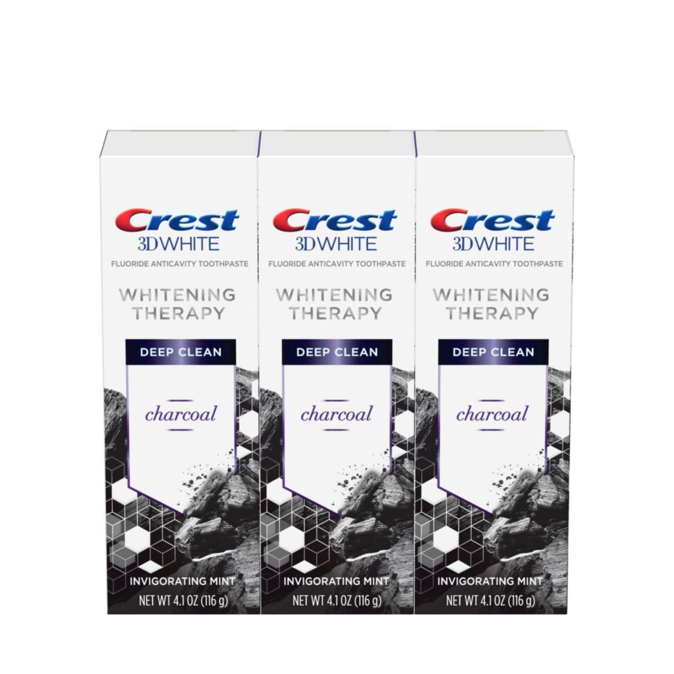 Crest Toothpaste, Anticavity, Fluoride, Invigorating Mint, Deep Clean, Charcoal, Whitening Therapy 4.6 Oz