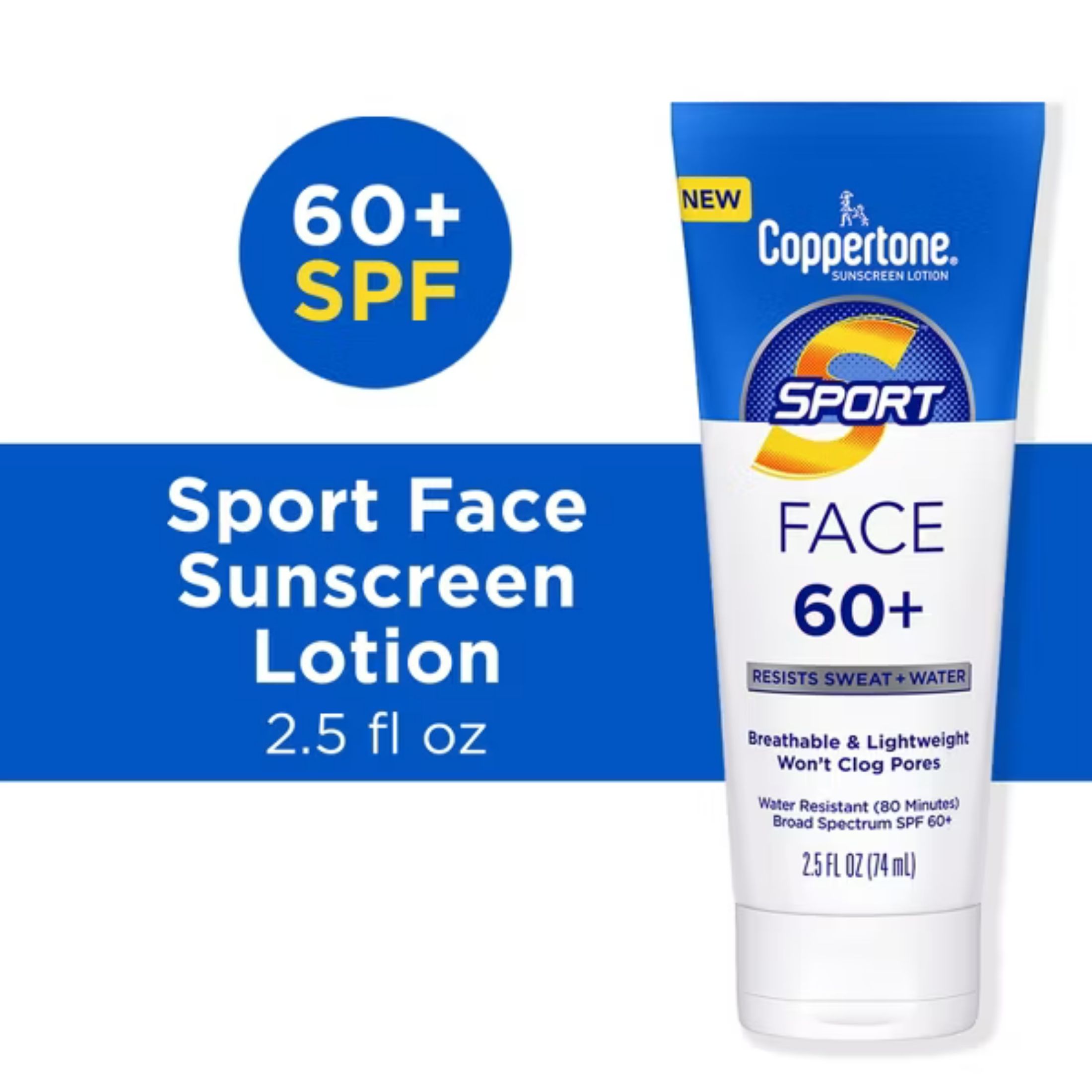 Coppertone Sport Face Sunscreen Lotion - SPF 60+, 2.5 Fl Oz