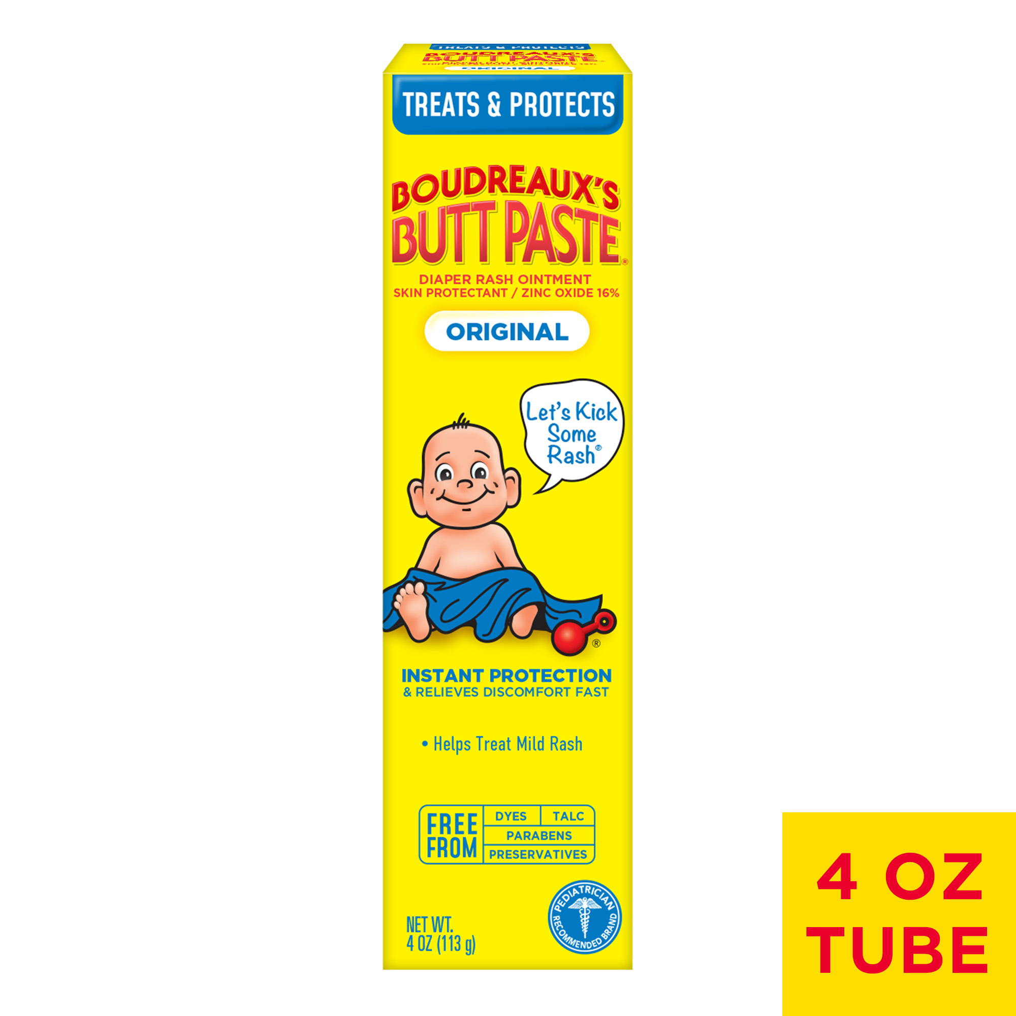 Boudreaux's Butt Paste Original Diaper Rash Cream, Ointment For Baby, 4 Oz Tube