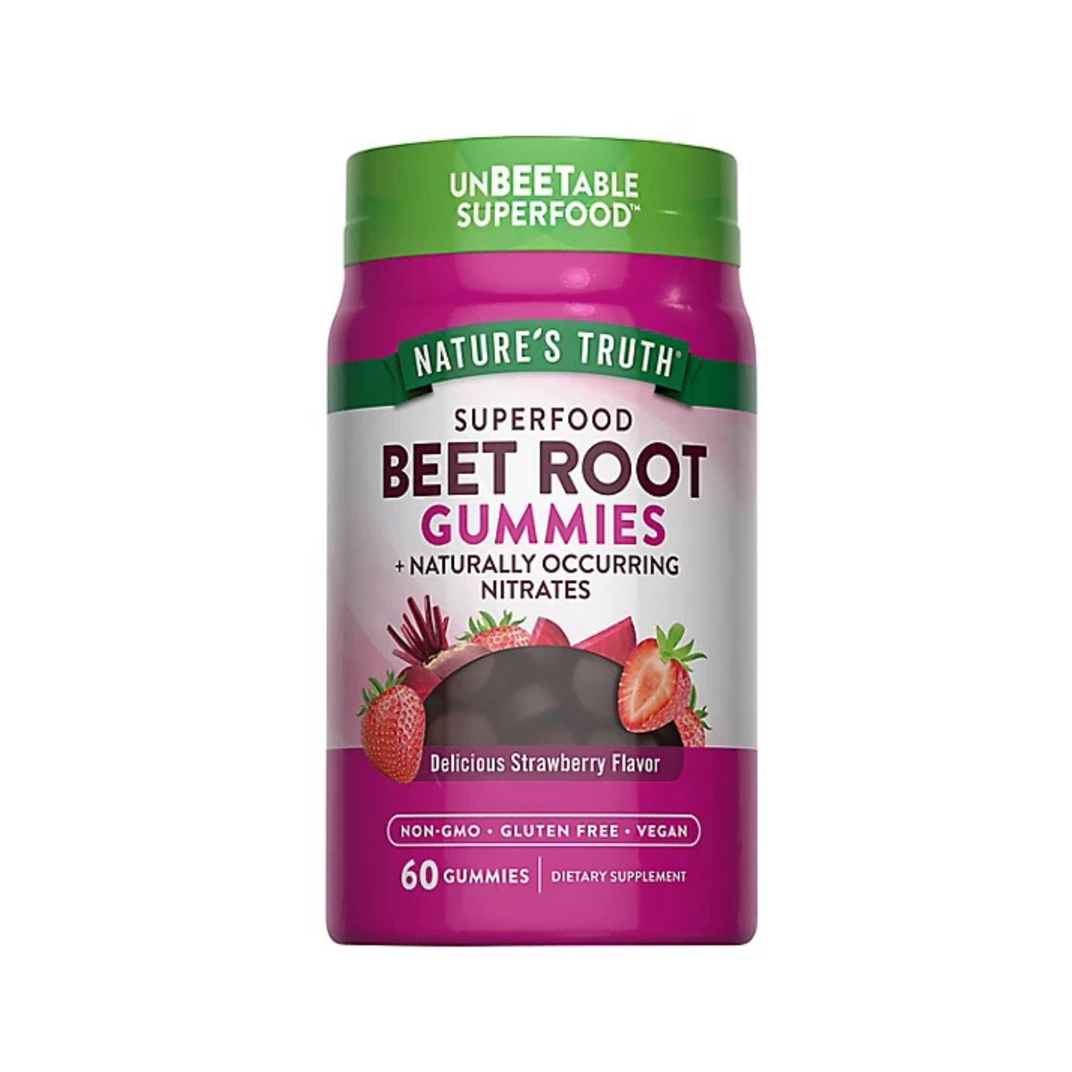 Nature's Truth Beet Root + Black Pepper, Vegan, Super Food, Gummies, Natural Strawberry Flavor