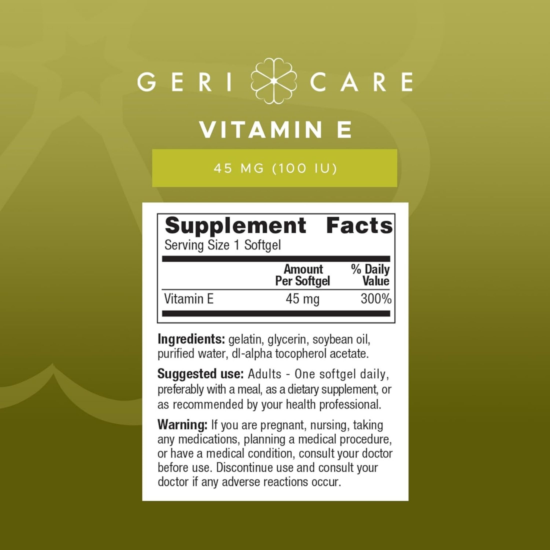 Sunmark Geri-Care Vitamin E Supplement Count Of 100