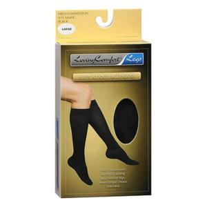 Loving Comfort Stockings Support Knee High Socks Mild Compression Large Black - 1 Pair