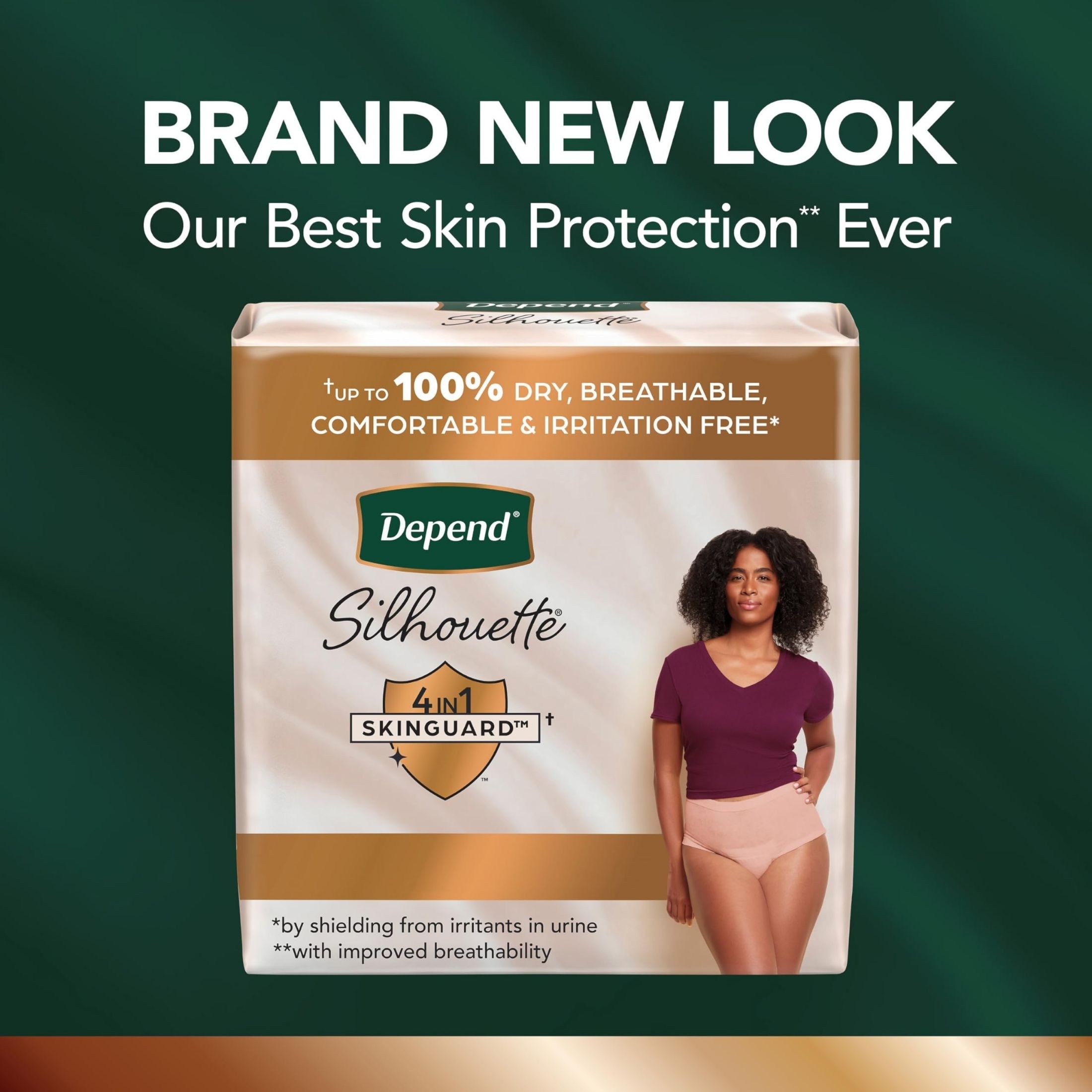 Depend Silhouette Adult Incontinence & Postpartum Bladder Leak Underwear For Women, Maximum Absorbency, Medium, Pink