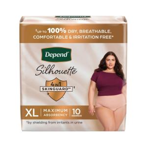 Depend Silhouette Incontinence Underwear For Women, Maximum Absorbency, Pink, X-Large