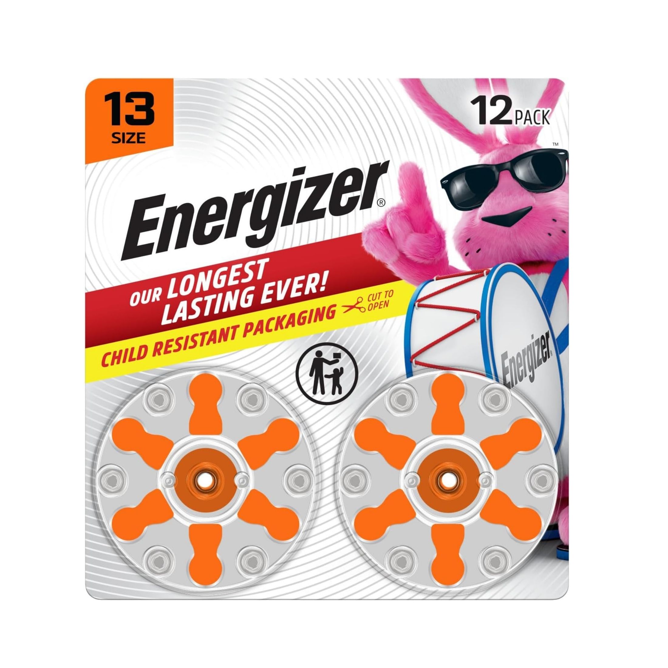 Energizer Hearing Aid Batteries Size 13, Orange Tab