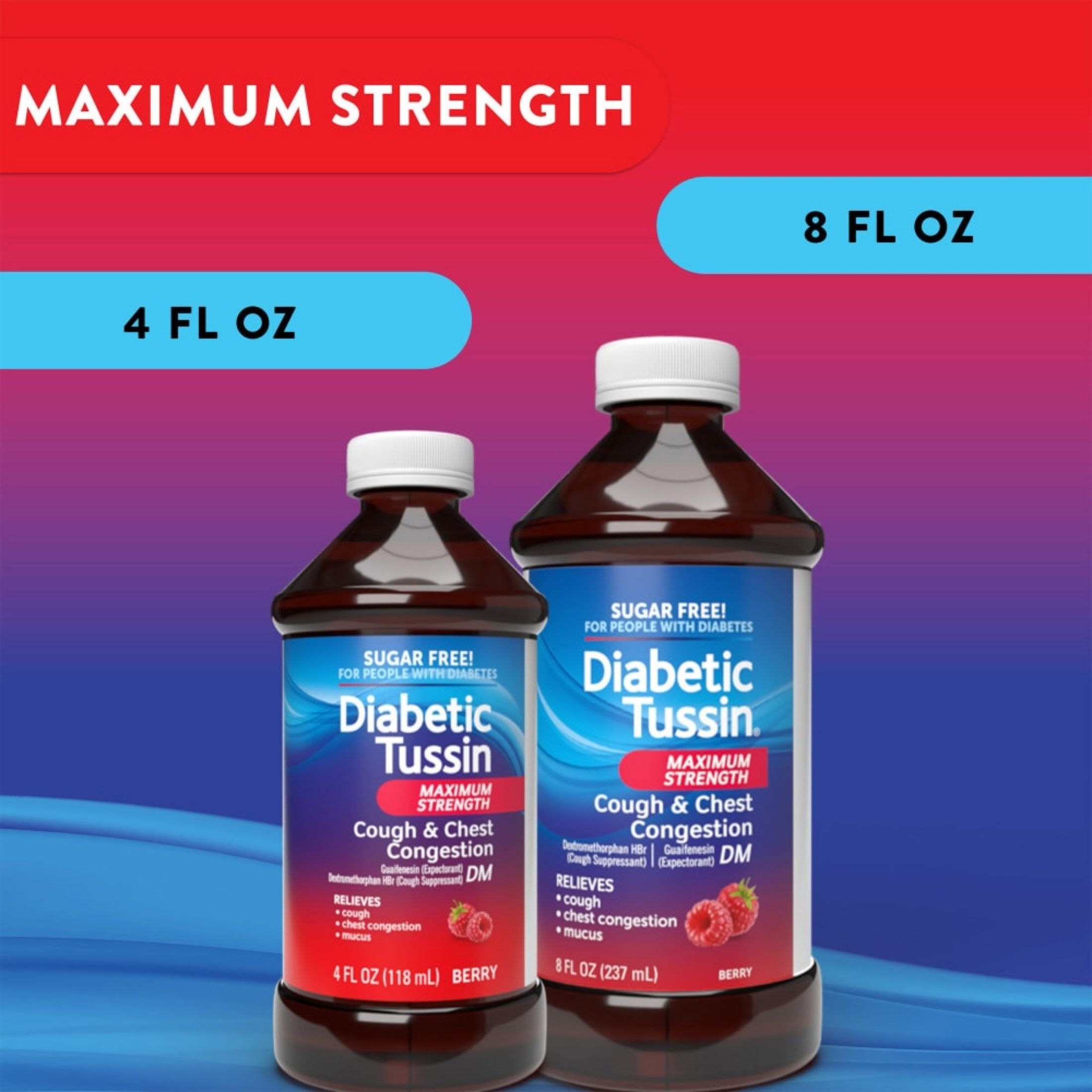 Diabetic Tussin Maximum Strength Cough & Chest Congestion DM Berry