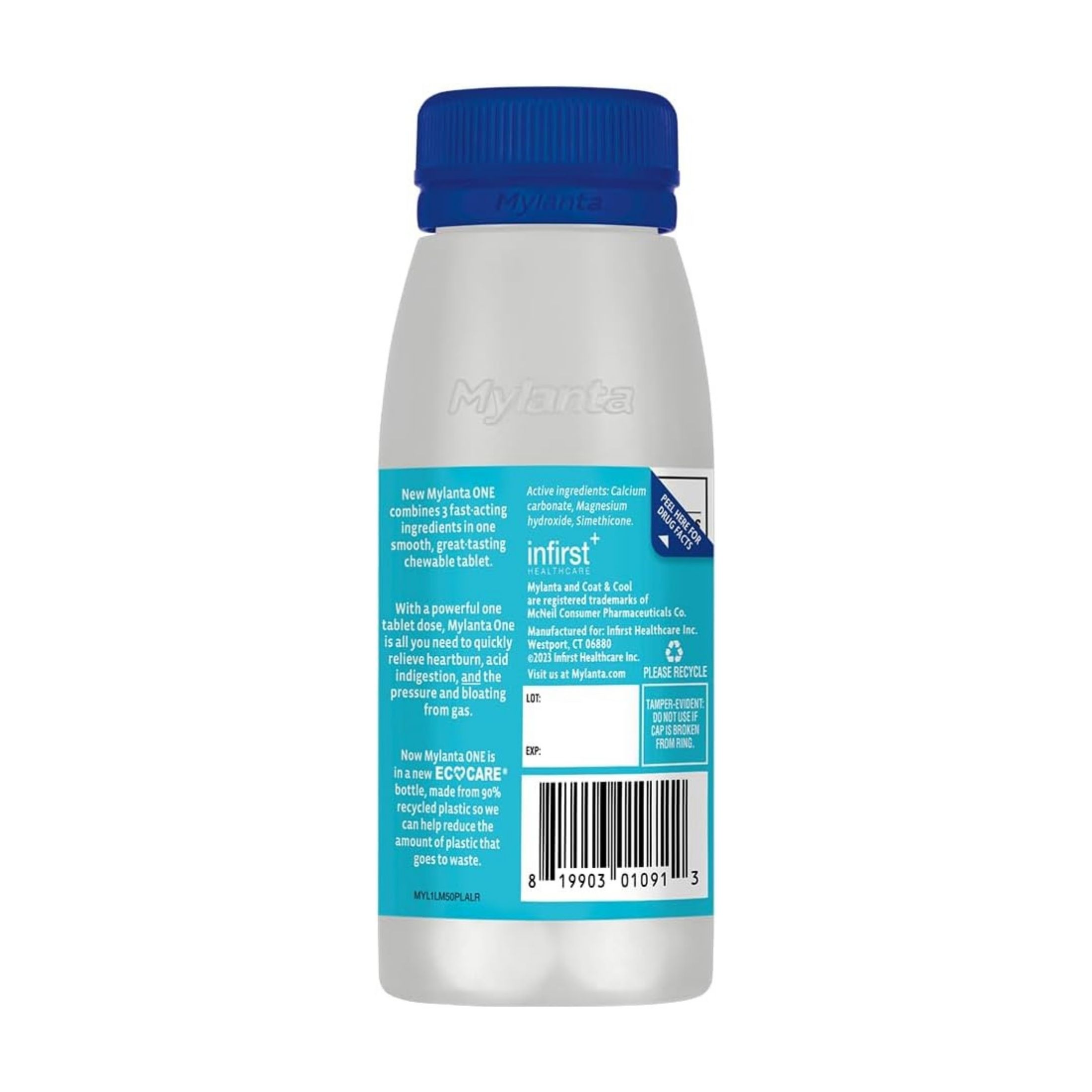 Mylanta Antacid+Anti Gas, Tablets, Lemon Mint