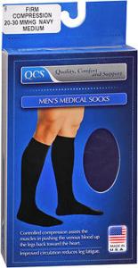 QCS Men's Medical Legwear Socks Firm, Navy Medium - 1 Pr