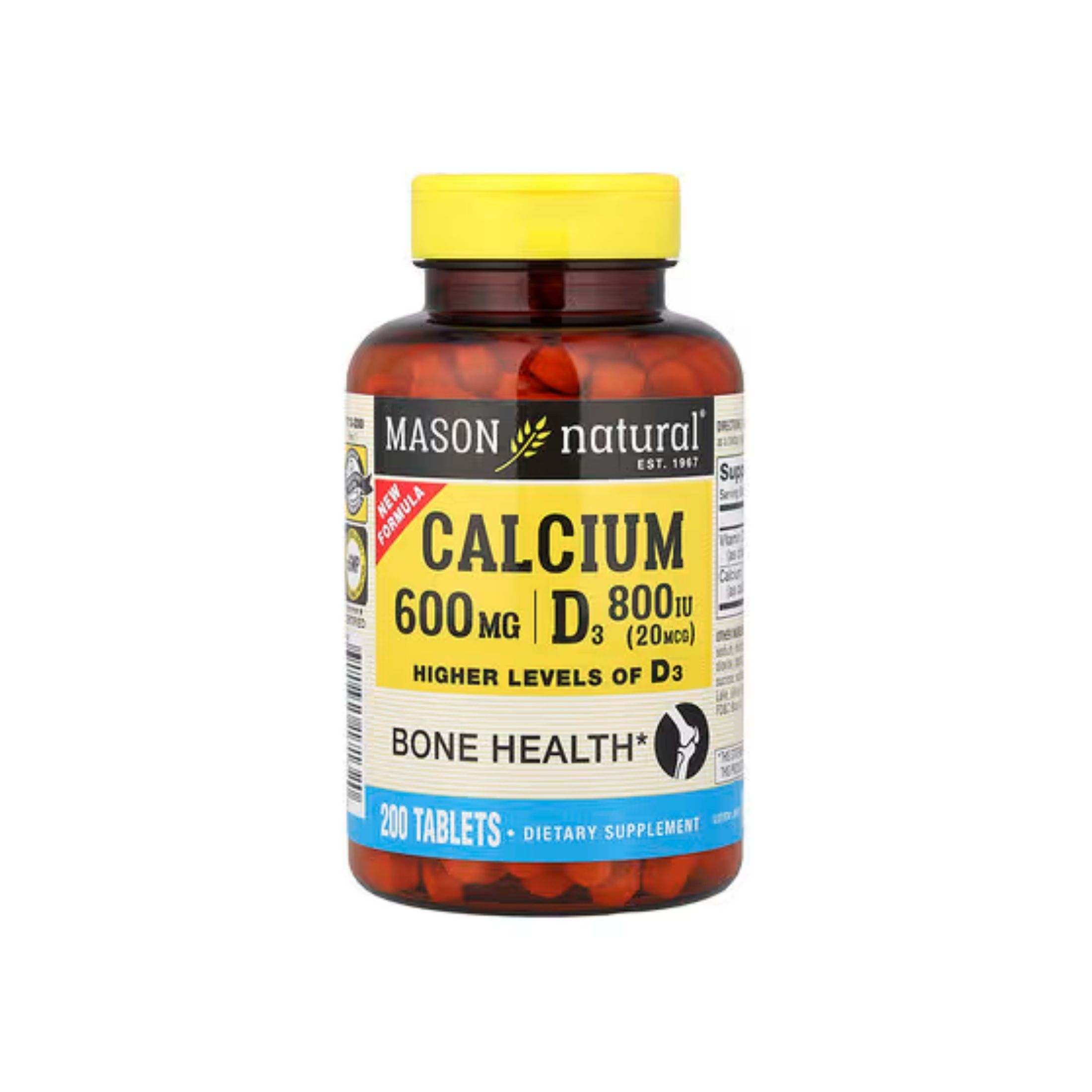 Mason Natural Calcium And D3 Higher Levels Supports Bone Health 100 Tablets