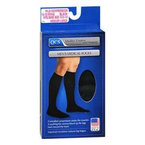 Loving Comfort Stockings QCS Men's Medical Socks Mild Black Medium/Large - 1 Pair