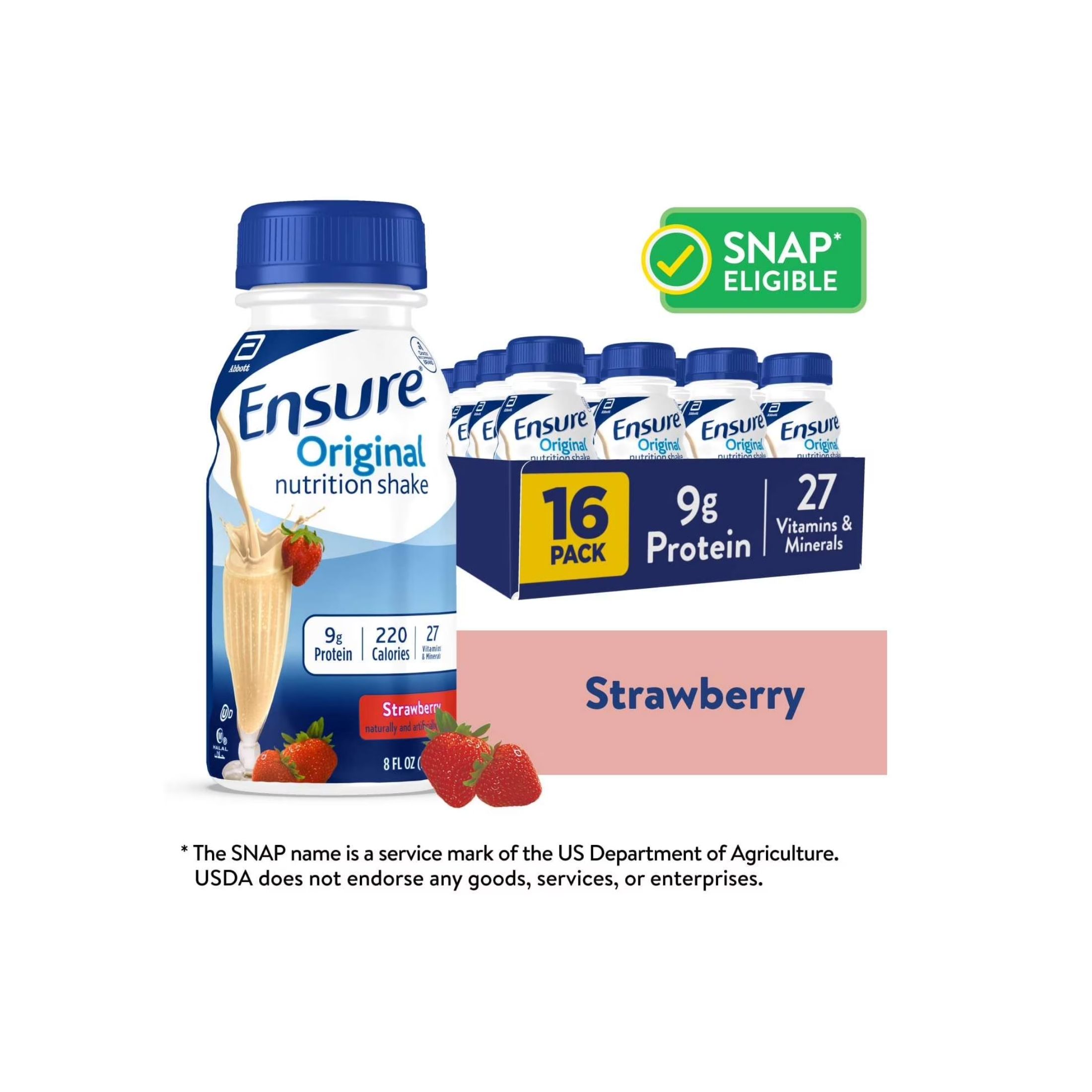 Ensure Original Nutrition Shake Strawberry Ready-to-Drink 8 Fl Oz Bottle