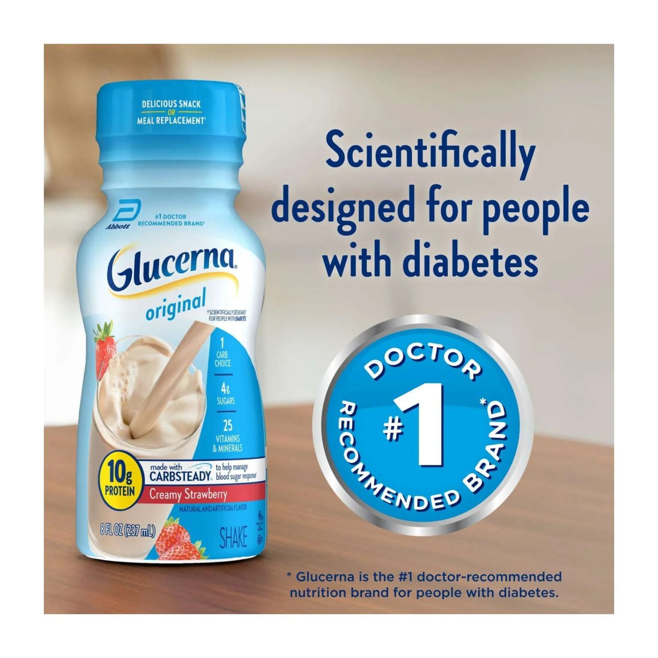 Glucerna Diabetes Nutritional Shake, To Help Manage Blood Sugar, Creamy Strawberry, 8 Fl Oz