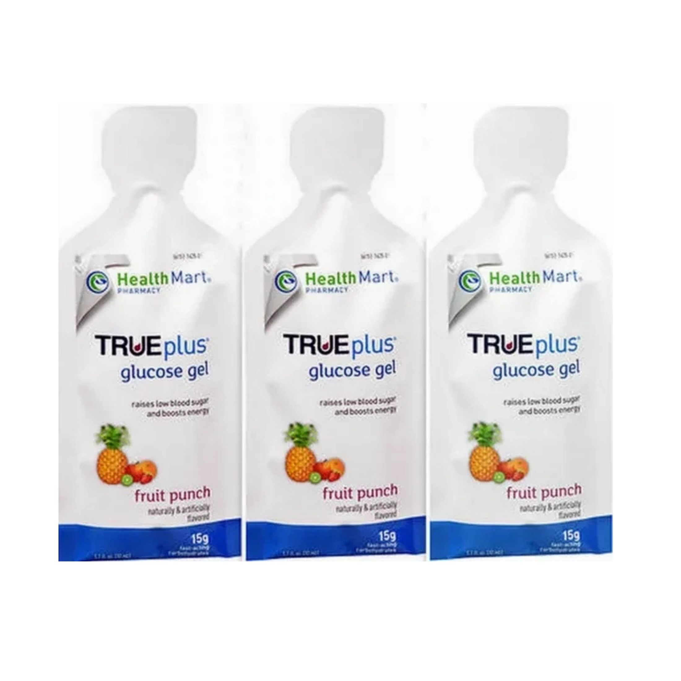 Health Mart HM Glucose GEL 15g Schnell Absorbierend Glukose FRUCHTPUNSCH (3 Beutel)