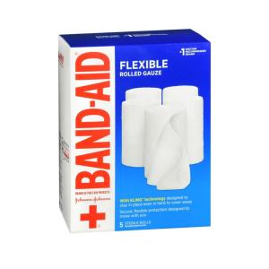 SM Johnson & Johnson Flexible Rolled Guaze 4"X2.1yd - 5 Sterile Rolls
