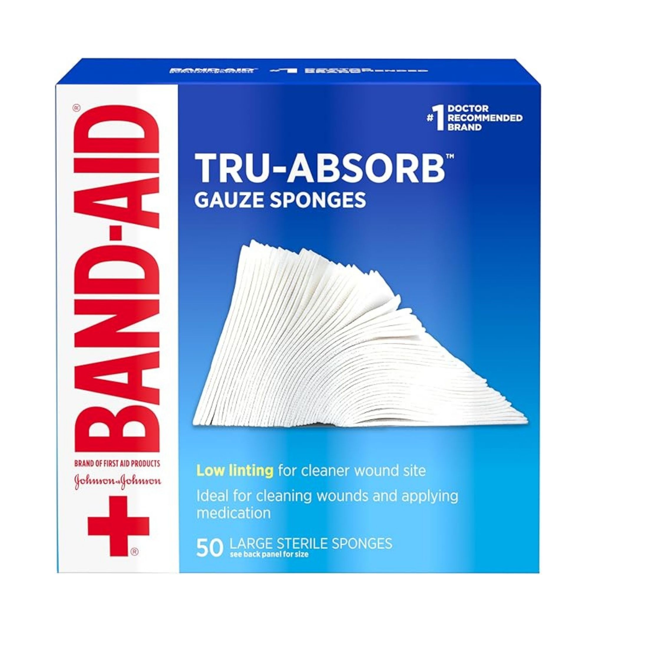 Band-Aid Tru-Absorb, Gauze Sponges, Sterile, Large
