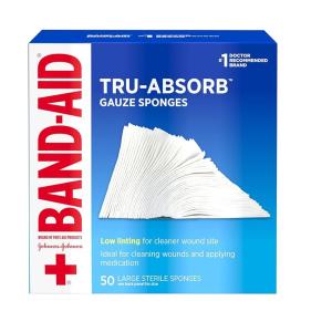 Band-Aid Tru-Absorb, Gauze Sponges, Sterile, Large