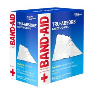 Band-Aid Tru-Absorb, Gauze Sponges, Sterile, Large