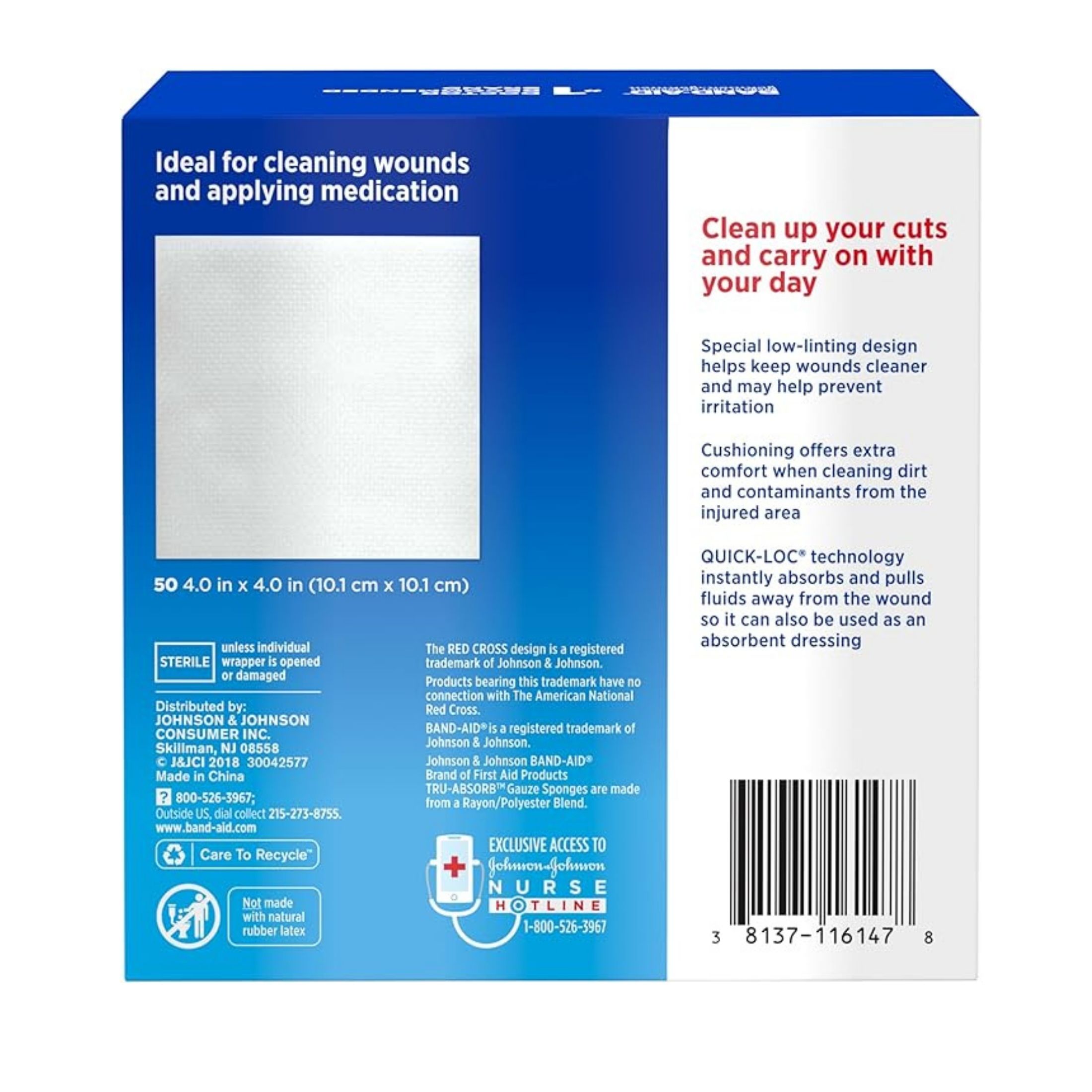 Band-Aid Tru-Absorb, Gauze Sponges, Sterile, Large