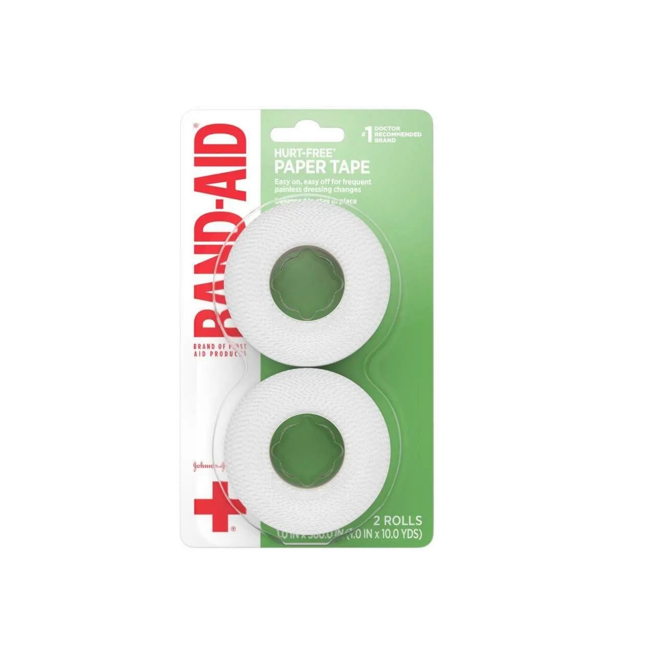 Band-Aid Brand First Hurt-Free Medical Adhesive Paper Tape For Wound Dressings, 1 In By 10 Yd