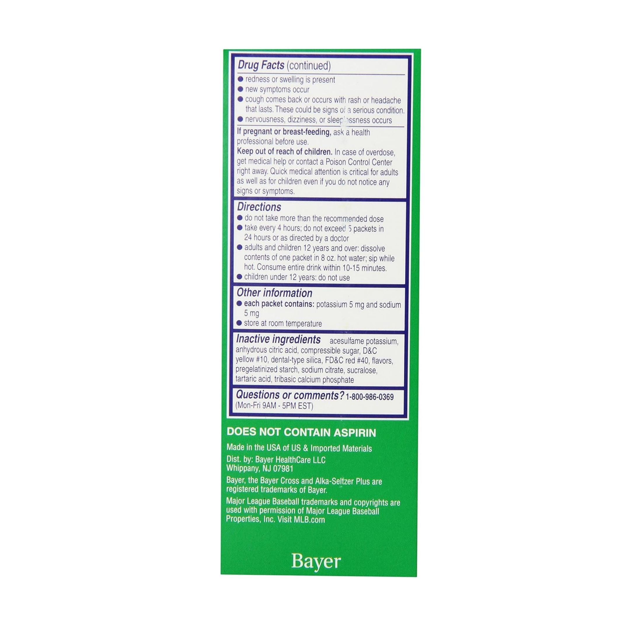 Alka-Seltzer Plus Severe Cold & Flu Night Honey Lemon Zest 6 Packets