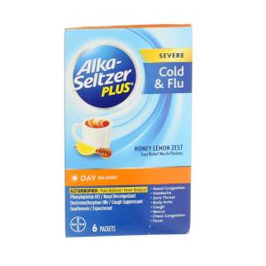 Alka-Seltzer Plus Cold & Flu Day Powder Packets, Honey Lemon Zest