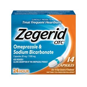 Zegerid OTC Omeprazole & Sodium Bicarbonate, 20 Mg/1100 Mg, Capsules