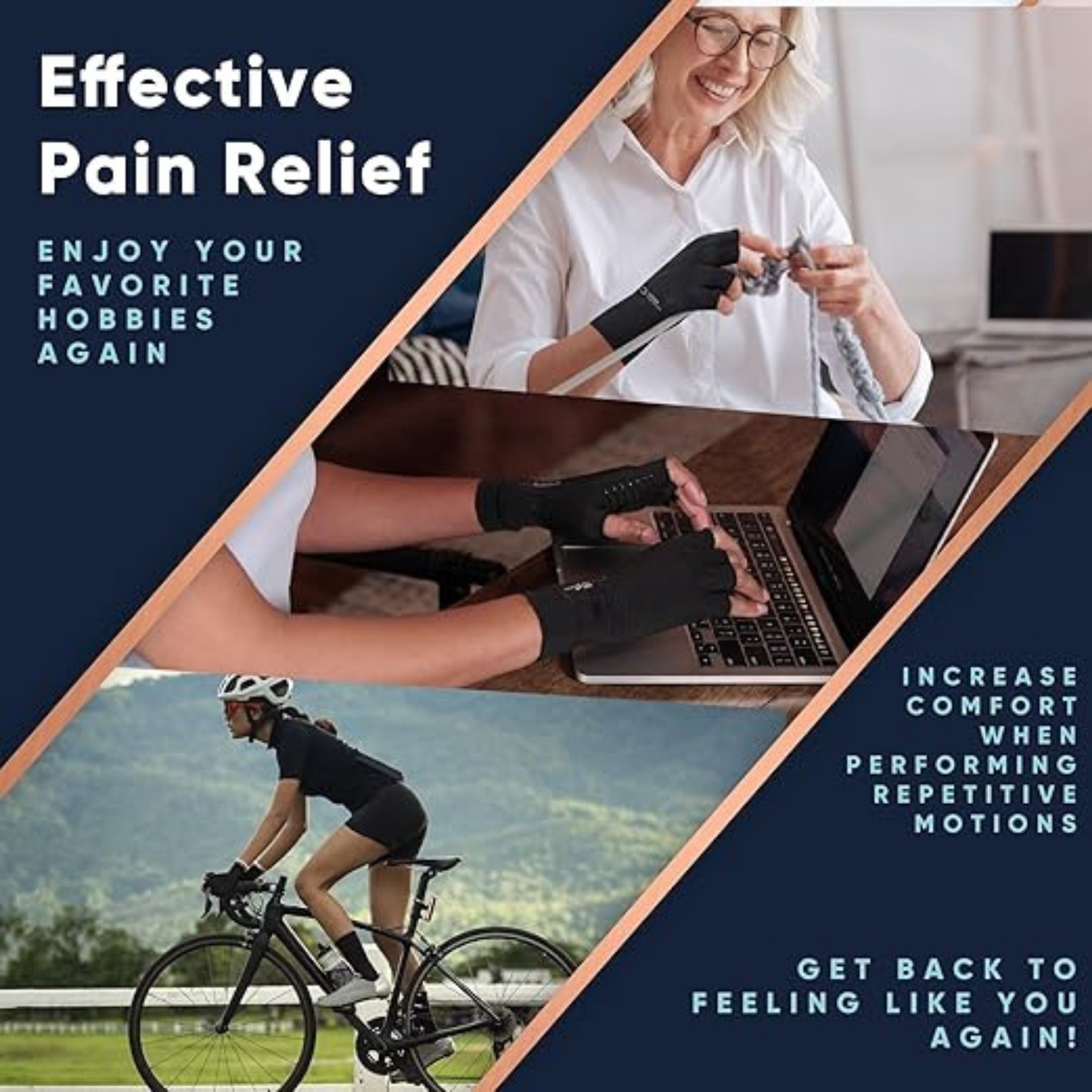 Copper Compression Hand Relief Gloves, Unisex, L/Xl