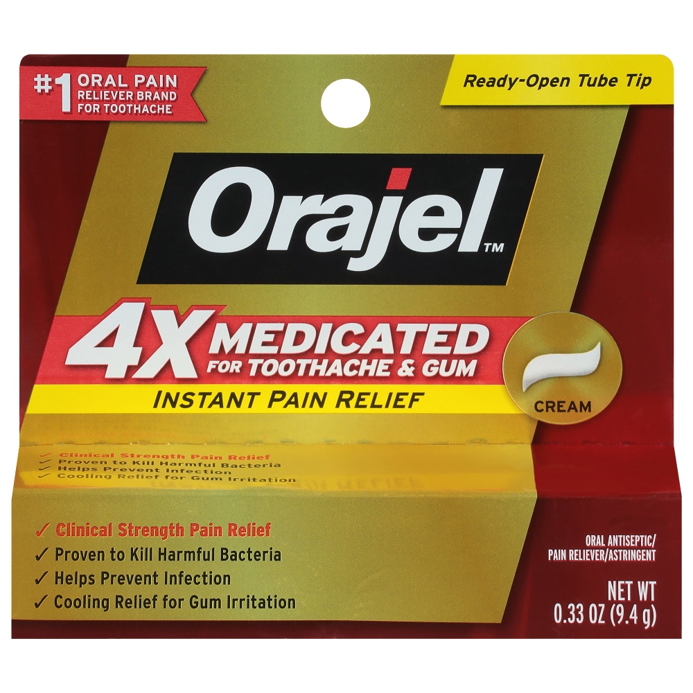 Orajel 4X For Toothache & Gum Pain: Severe Cream Tube 0.33oz- From #1 Oral Pain Relief Brand
