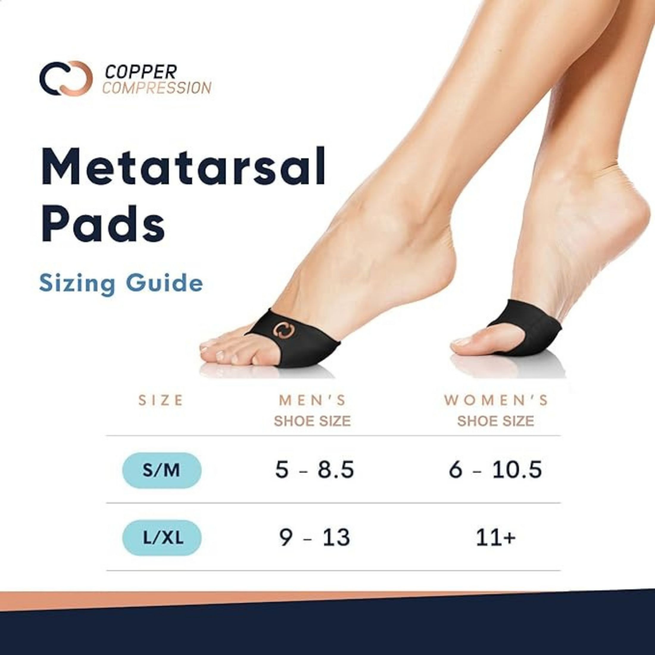 Copper Compression Metatarsal Pads - L/XL