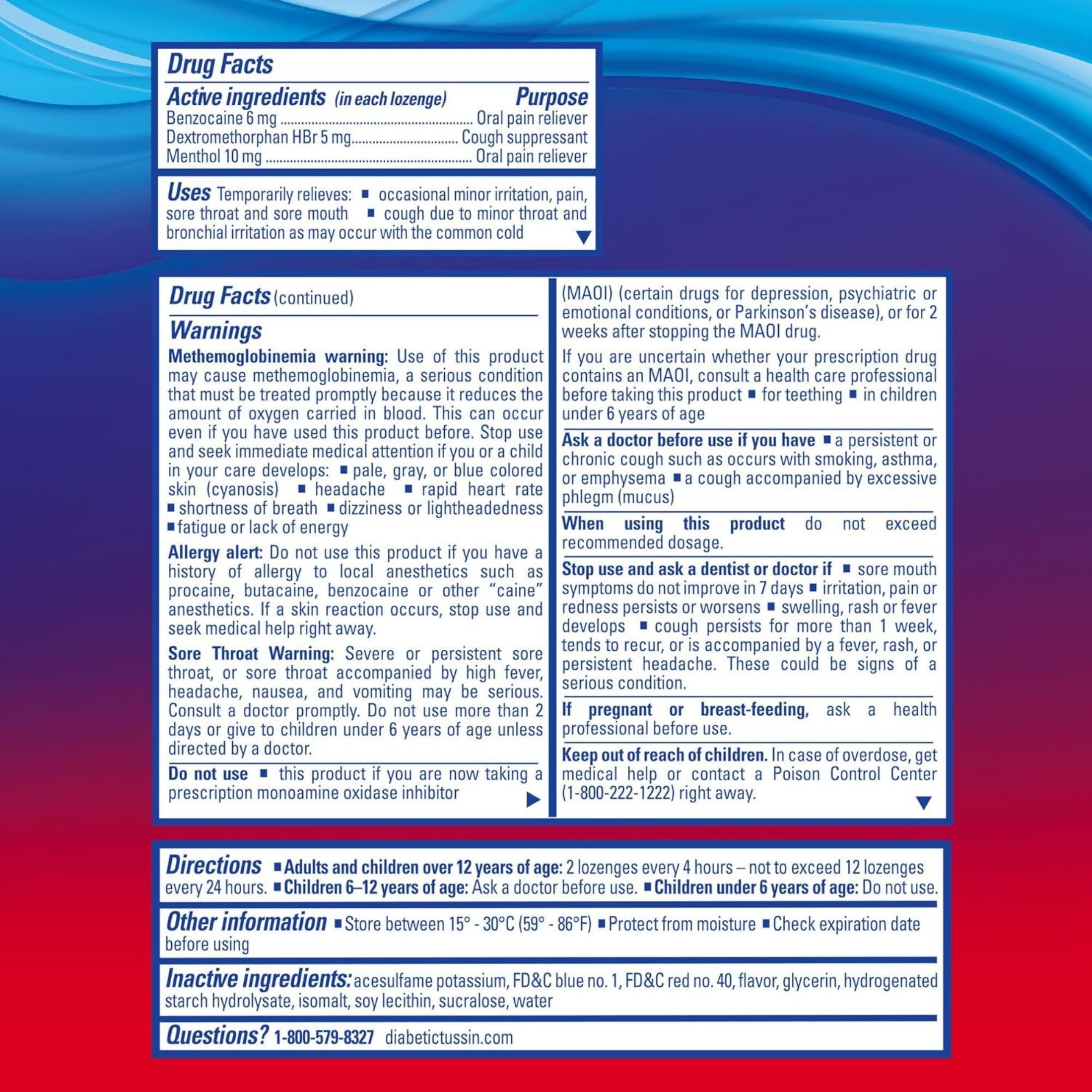 Diabetic Tussin Sore Throat & Cough Lozenges, Wild Cherry