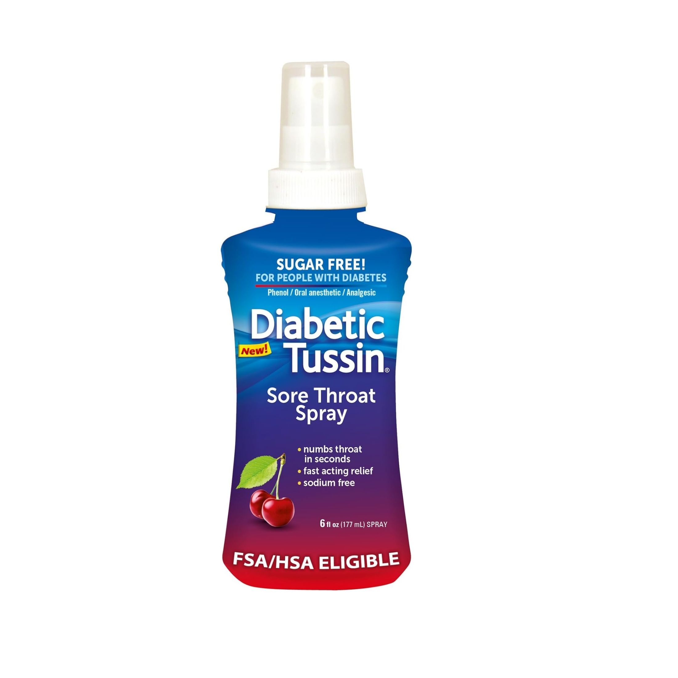 Diabetic Tussin Sore Throat, Sugar Free, Spray, Cherry 6 Fl Oz