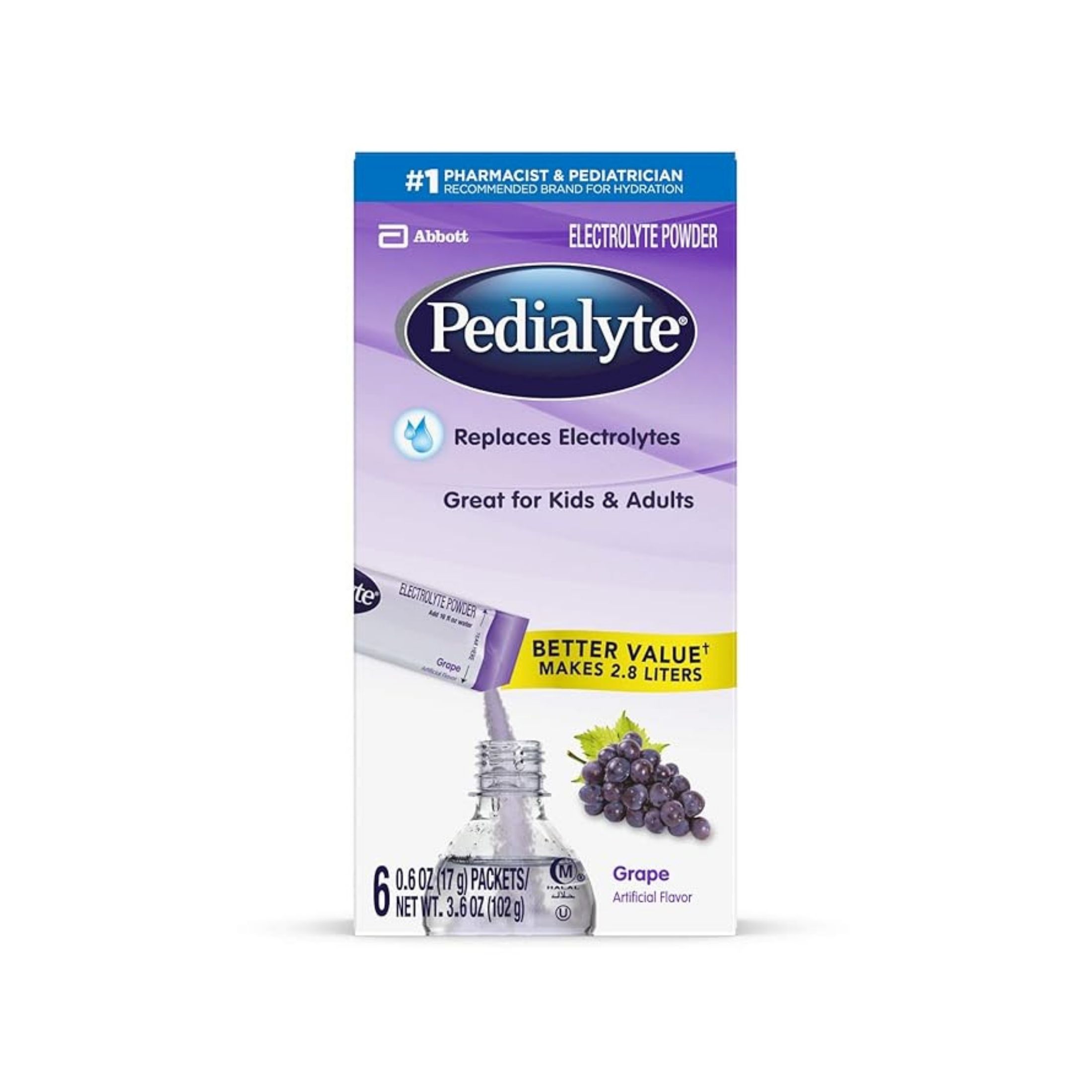 Pedialyte Electrolyte Powder 6-packets Grape