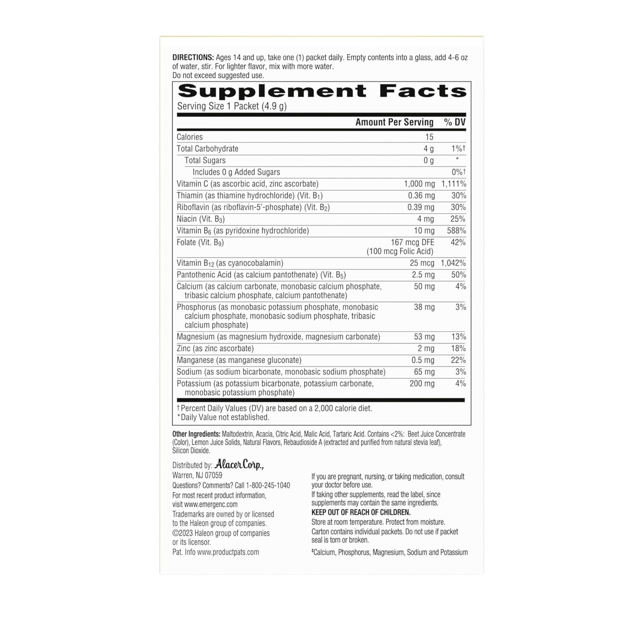 Emergen-C Zero Sugar Immune Support Powder Raspberry Lemonade