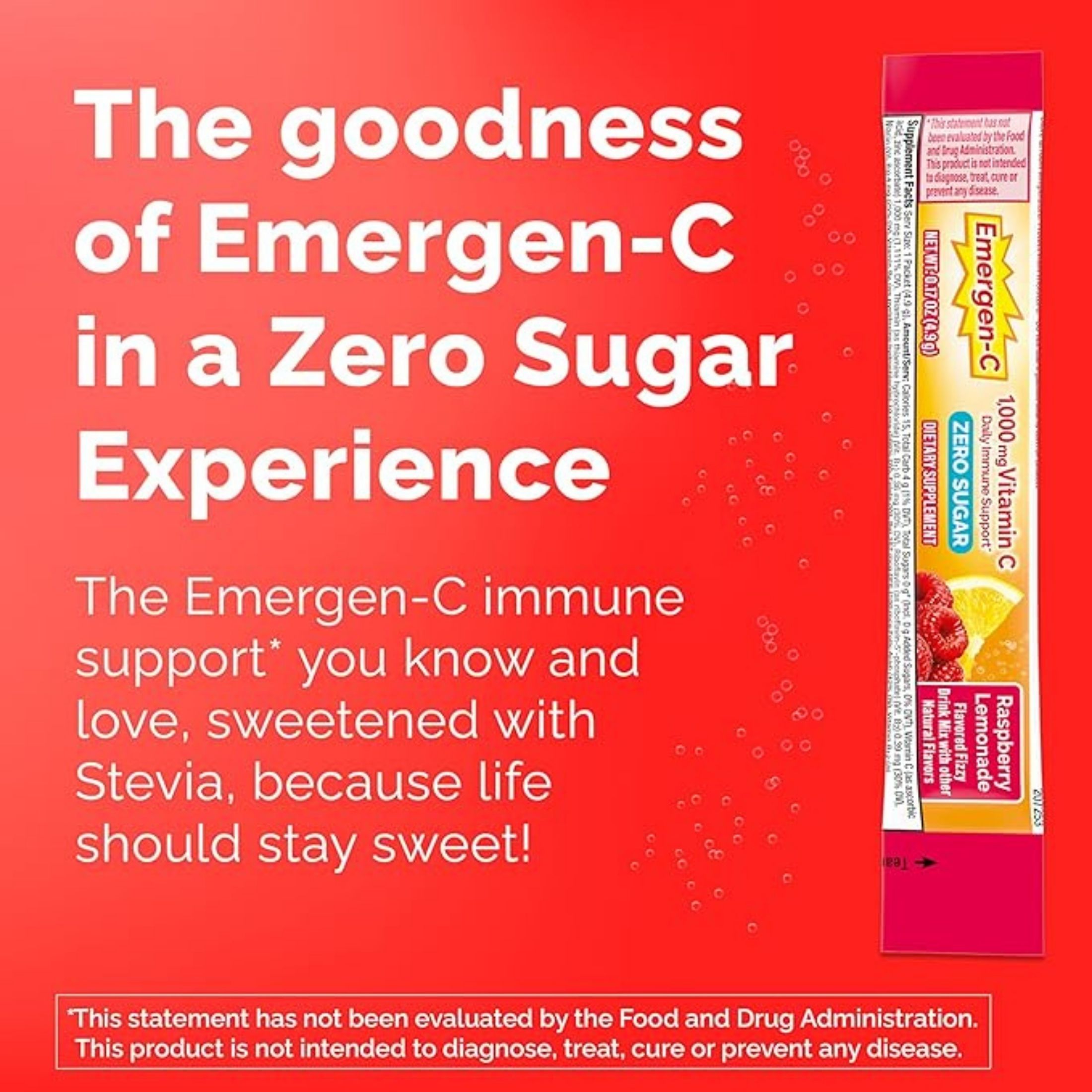 Emergen-C Zero Sugar Immune Support Powder Raspberry Lemonade