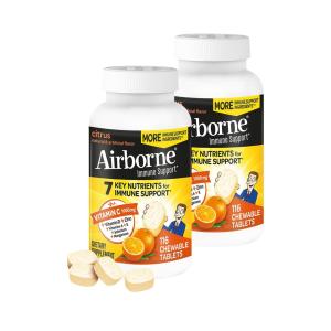 Airborne Immune Support Supplement Vitamin C Citrus Chewable Tablets
