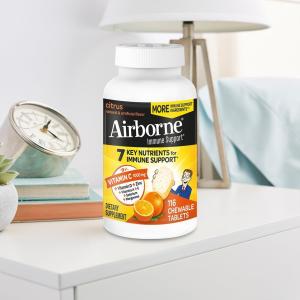 Airborne Immune Support Supplement Vitamin C Citrus Chewable Tablets