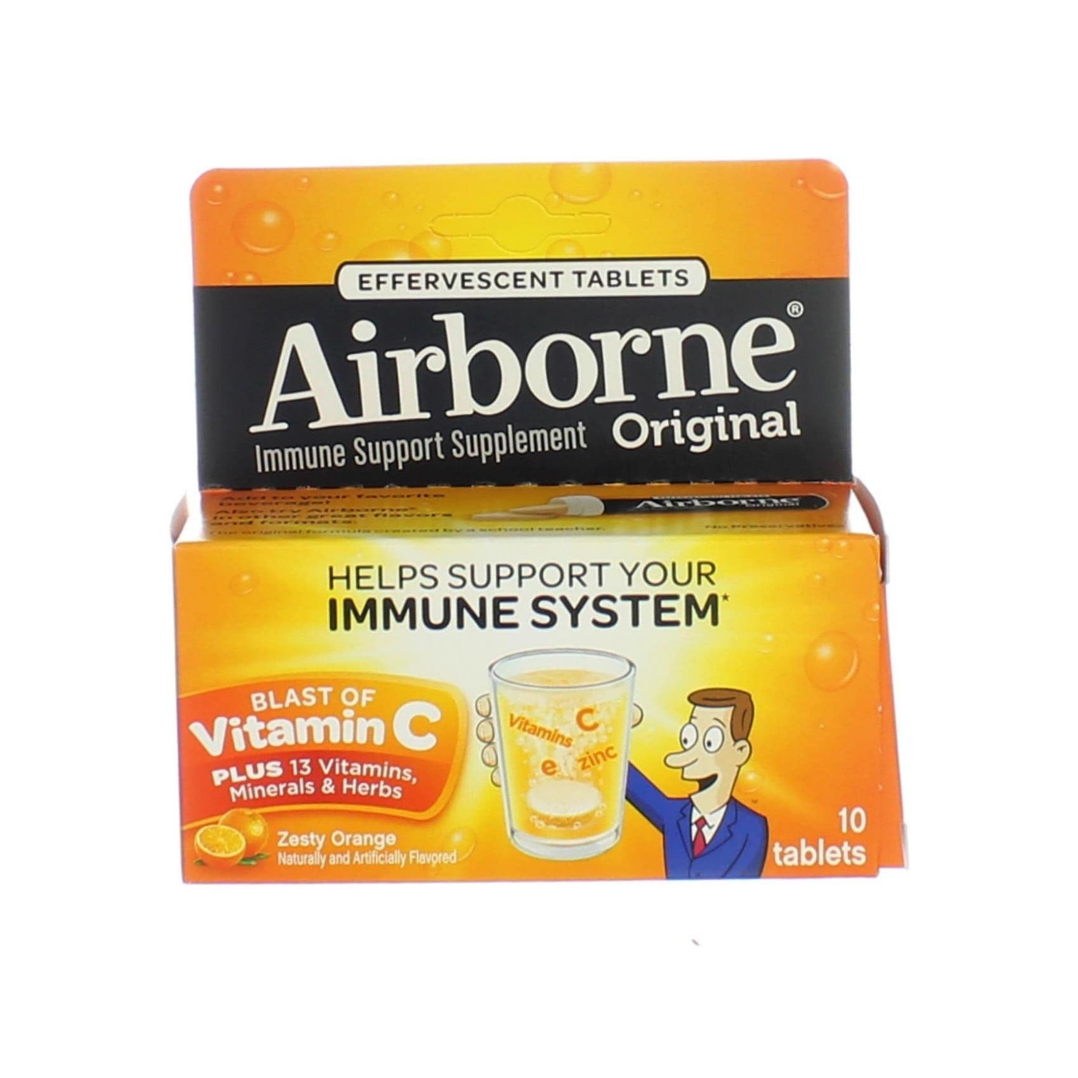 Airborne Effervescent Tablets, Vitamin C - Immune Support Supplement Zesty Orange