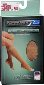 Loving Comfort Knee High Support Stocking X-Firm 30-40 MMHG Beige 2XL Closed Toe - 1 Pair