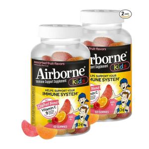 Airborne Original Immune Support Supplement, Assorted Fruit Flavors, 63 Gummies