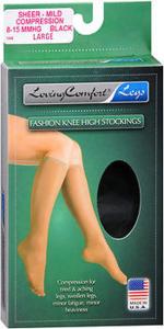Loving Comfort Stockings Knee High 8-15mmHG - Black - Large - 1 Pair