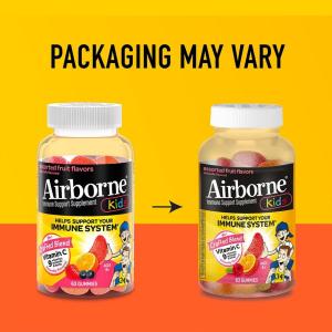 Airborne Original Immune Support Supplement, Assorted Fruit Flavors, 63 Gummies