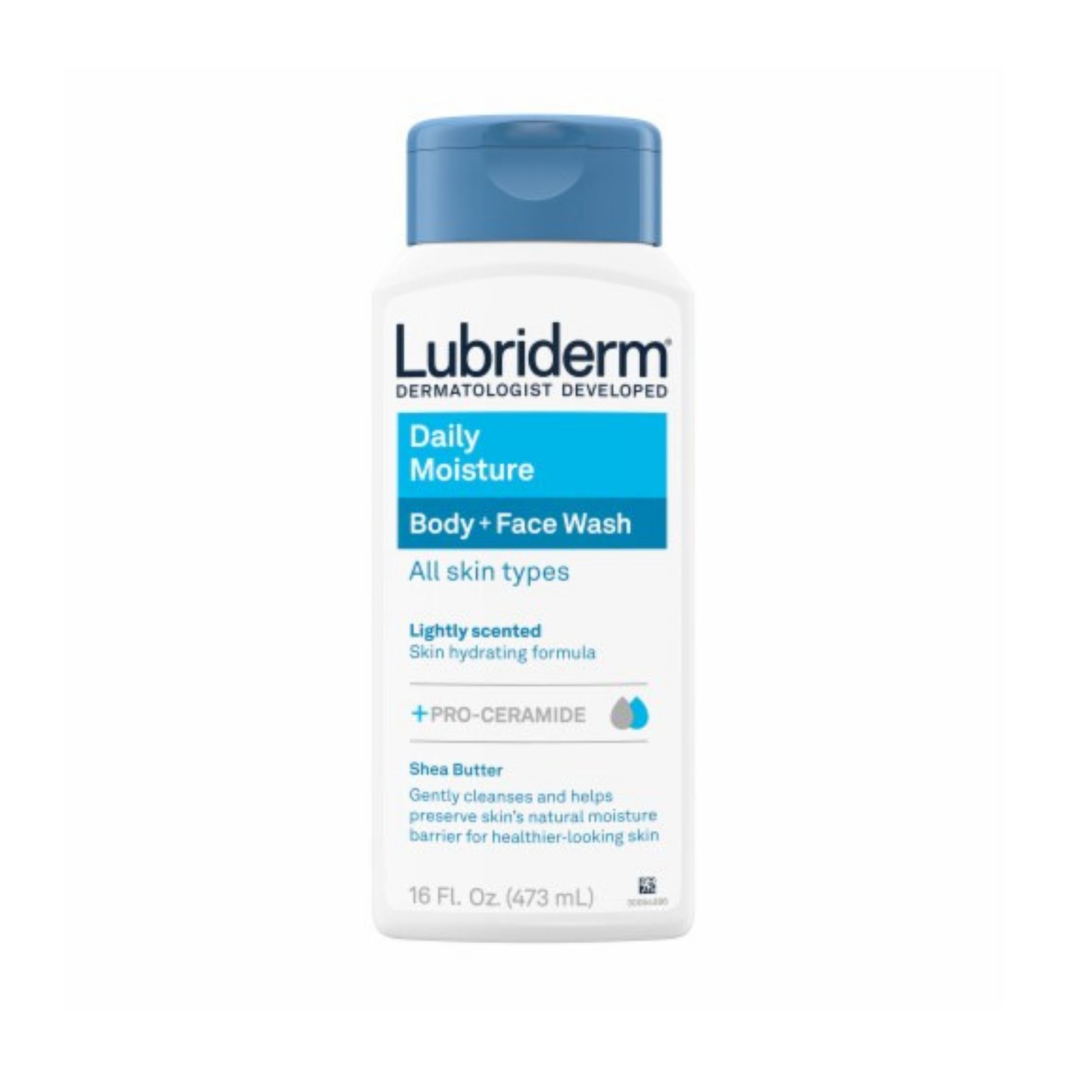 Lubriderm Body + Face Wash, Daily Moisture, Lightly Scented 16 Fl Oz