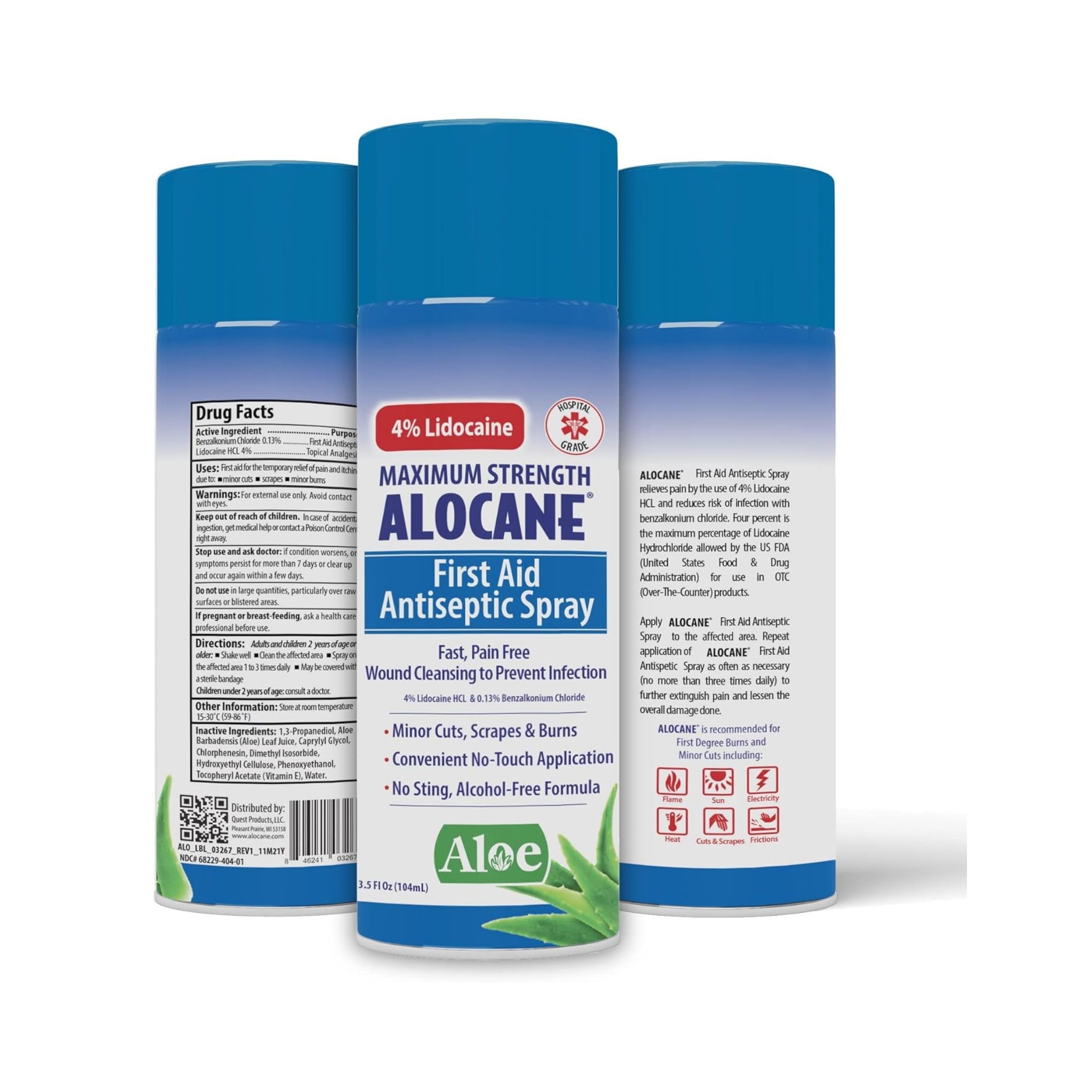 Alocane Maximum Strength First Aid Antiseptic Spray 3.5 Fl Oz