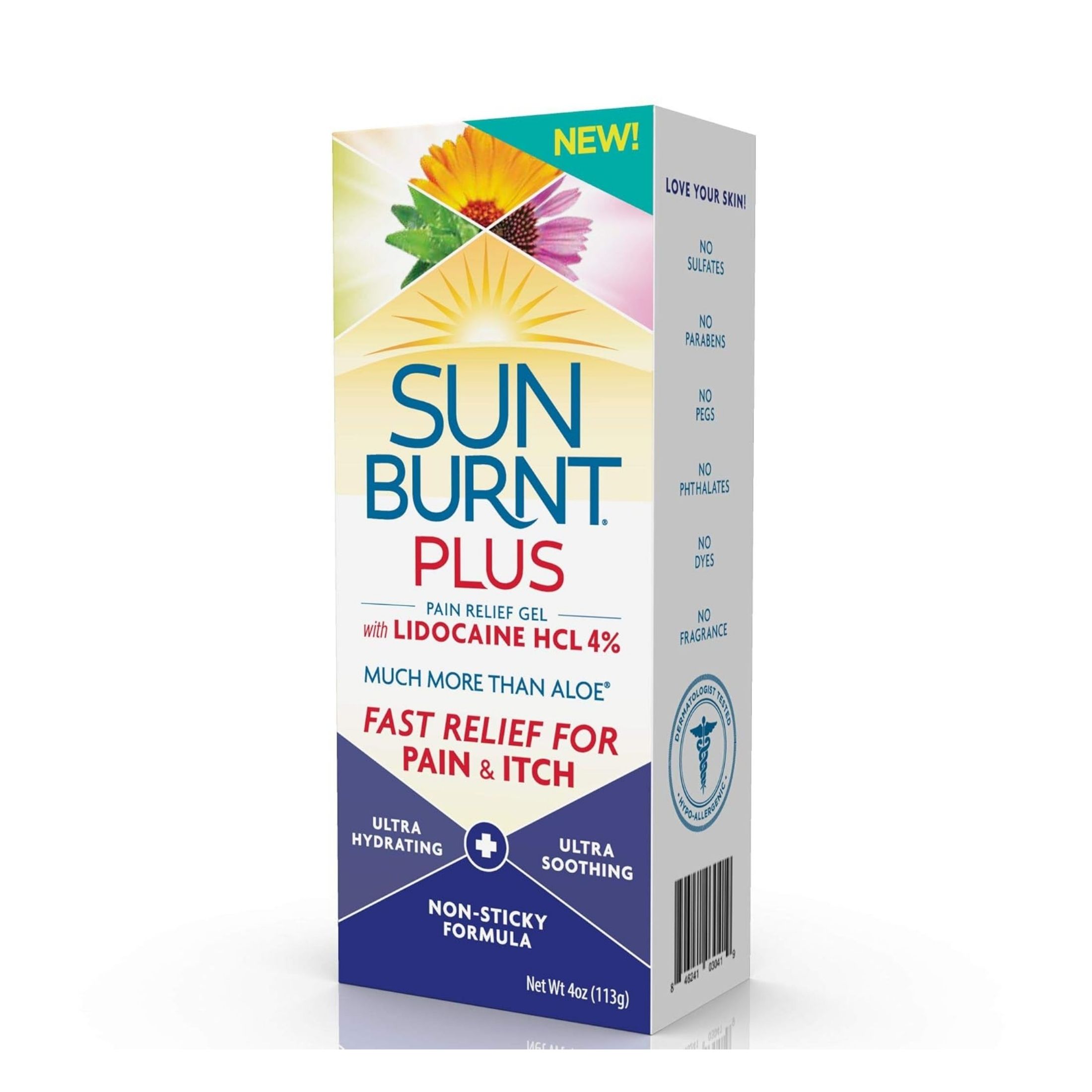 SunBurnt Plus Pain Relief Gel With Lidocaine HCL 4% 4 Oz