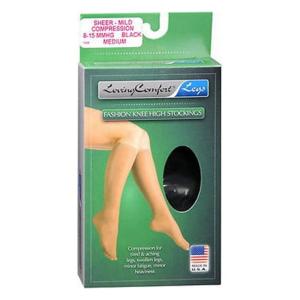 Loving Comfort Stockings Sheer Knee High 8 To 15Mmhg Closed Toe Women Black, Medium, 1 Pair