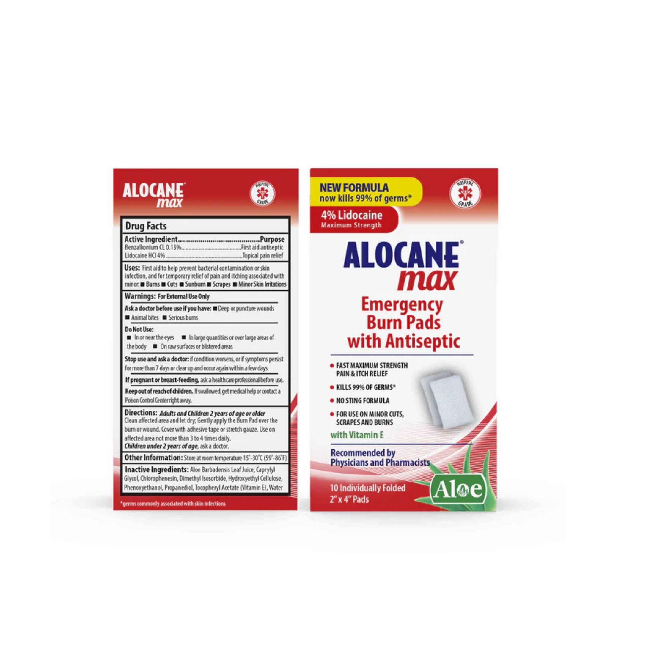 Alocane Emergency Burn Pads With Antiseptic